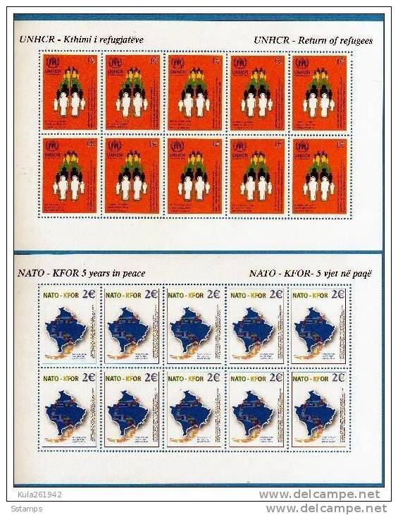 U-RR    KOSOVO NATO PROFUGHI MH-NO 18-19 MINI SHEETS NEVER HINGED RRR NEVER HINGED - Kosovo