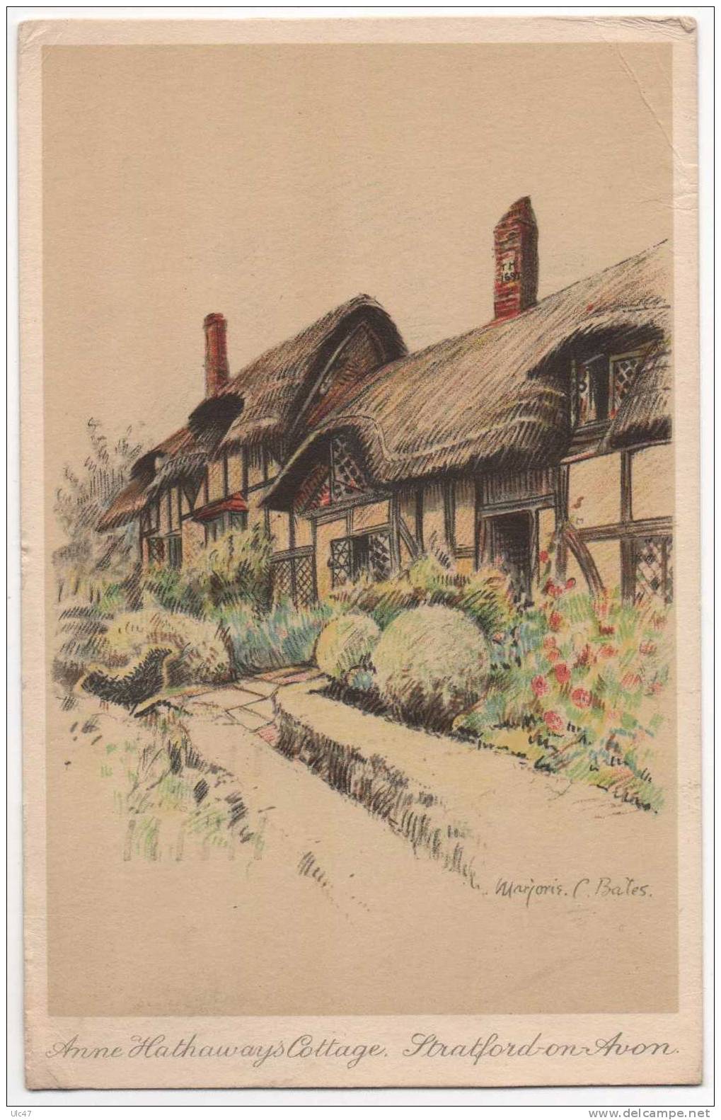 Anne Hathaways Cottage  Stratford-on-Avon.  - Timbres - Scan Verso - - Stratford Upon Avon