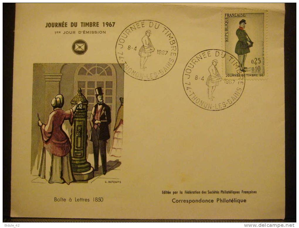 Enveloppe Illustrée FSPF(format Français) Journée Timbre 1967 THONON Les BAINS (74) - Lettres & Documents