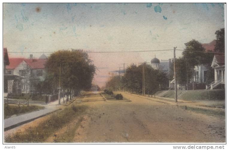 Broadway Street Scene, Little Rock AR Arkansas, On C1900s Vintage Hand Colored Postcard - Little Rock