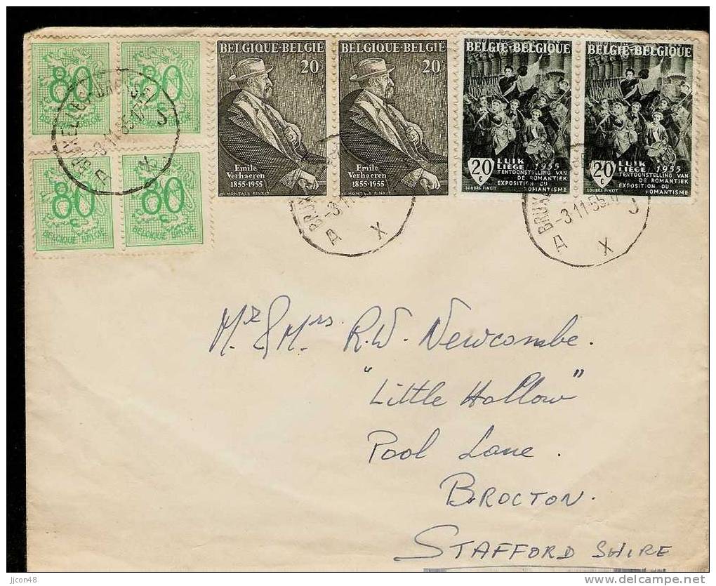 Belgium 1955  "3-11-55 Brussels"  Mixed Franking - Covers & Documents