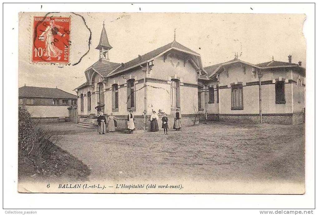 Cp , 37 , BALLAN , L'HOSPITALITE , Voyagée 1913 - Ballan-Miré