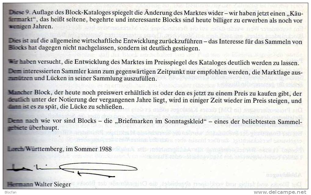 Sieger Block Katalog 1988 West-Europa Antiquarisch 17€ Blocks Heftchenblätter Und Kleinbogen Motive Von West - Europa - Motivkataloge