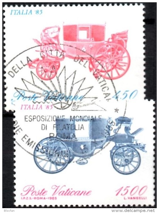 Rom EXPO Italia 1985 Vatikan 880/1,ZD+Block 8 O 8€ Postkutsche Bloque Hojita Hb Bloc M/s Philatelic Se-tenant Bf Vatican - Oblitérés