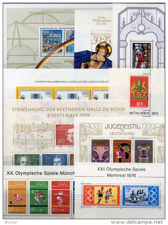 Lot Blocks BRD Block 2 Bis 22 ** 124€ Widerstand Olympia Weihnacht Präsident UPU Beethoven Deutschland M/s Sheet Germany - Sammlungen (im Alben)