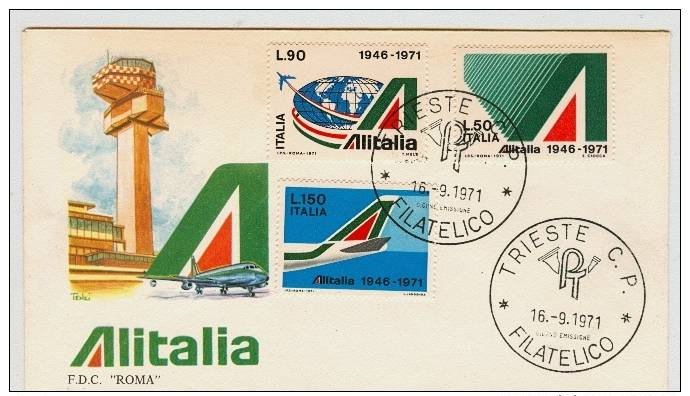 Busta F.D.C."ROMA"-Alitalia 1971- - FDC