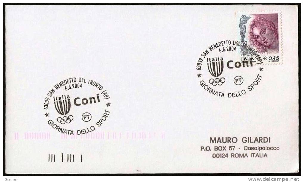 OLYMPIC RINGS - ITALIA SAN BENEDETTO DEL TRONTO (ASCOLI PICENO) 2004 - CONI - GIORNATA DELLO SPORT - CARD VIAGGIATA - Summer 2004: Athens