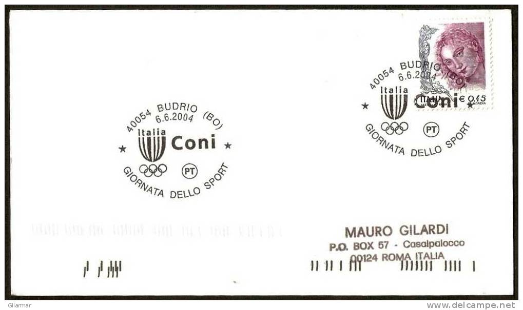 OLYMPIC RINGS - ITALIA BUDRIO (BOLOGNA) 2004 - CONI PROVINCIALE - GIORNATA DELLO SPORT - CARD VIAGGIATA - Summer 2004: Athens