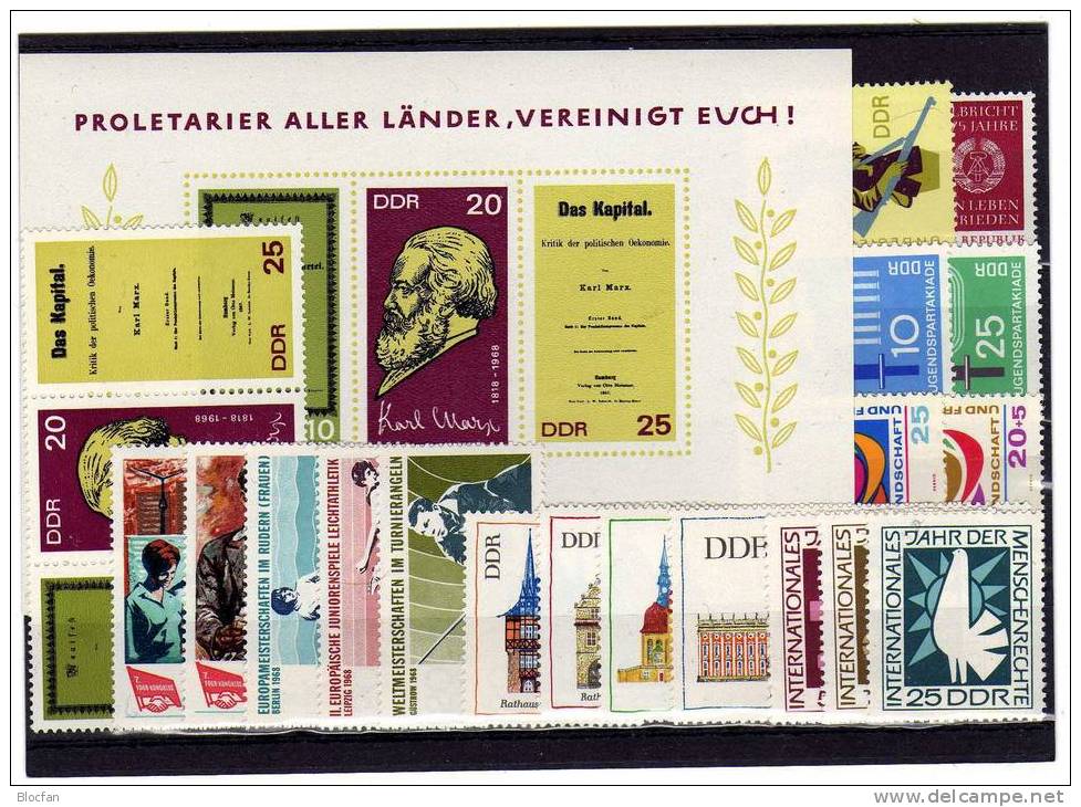 DDR ** 1335/0-1432/3 Jahrgang 1968 Winter-Olympiade - Pioniere 31 Ausgaben 63€ Meteorologie, Trachten, Lok, Tiere Sport - Sammlungen (im Alben)