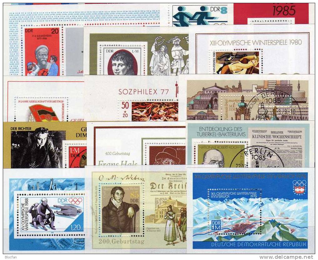 Sammlung DDR 24 Verschiedene Block ** Und O 50€ Kosmos Olympia Politik Kunst In Ost-Berlin History M/s Sheets Bf Germany - Vrac (min 1000 Timbres)