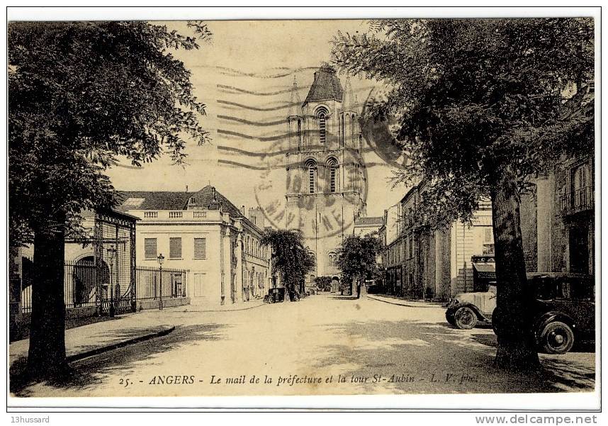 Carte Postale Ancienne Angers - Le Mail De La Préfecture Et La Tour Saint Aubin - Angers