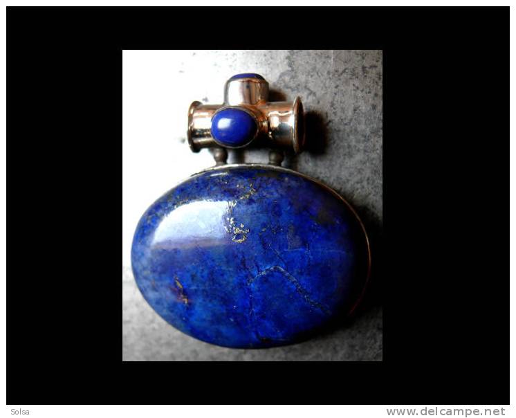 - Superbe Pendentif En Lapis Lazuli Afghan (la Plus Belle Qualité De Lapis) Outstanding Big Lapis Lazuli And Silver Pend - Pendentifs