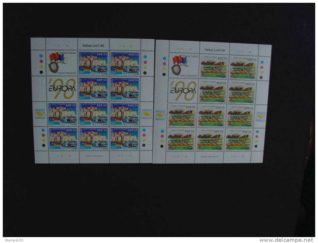 MALTA 1998 CEPT  MNH **   SHEETS OF 10   NOTE SHEET OF 35 C PERFORATION ON LEFT SIDE FAILS  (1047300-1200) - 1998