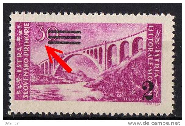 U-RR JUGOSLAVIA TRIESTE B ITALIA SLOVENIA LITORALE ISTRIA  ERROR  OVERPRINT MOVED RRR  NEVER HINGED - Nuevos