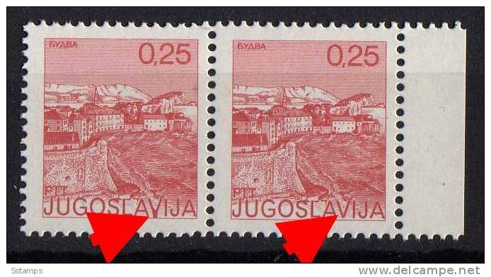 U-84  JUGOSLAVIA TURISMO BUDVA MONTENEGRO  DEFINITIVE   ERROR PRINTING  TYPICAL  NEVER HINGED - Non Dentelés, épreuves & Variétés