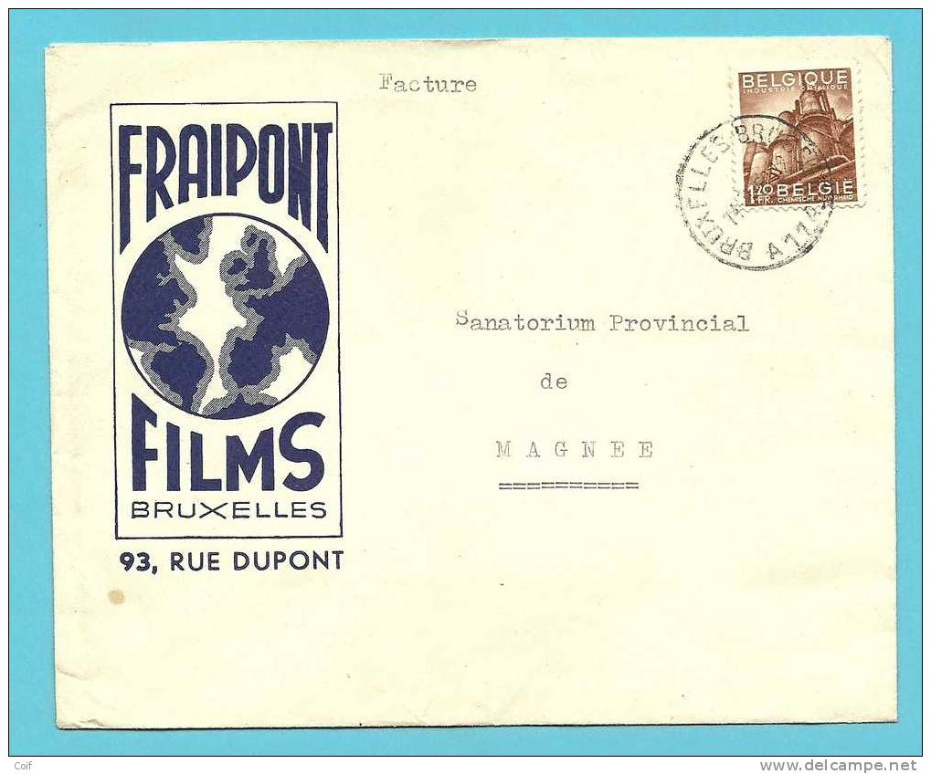 767 Op Brief Met Stempel BRUXELLES Met Hoofding " FRAIPONT FILMS / PICTURES"  (VK) - 1948 Export
