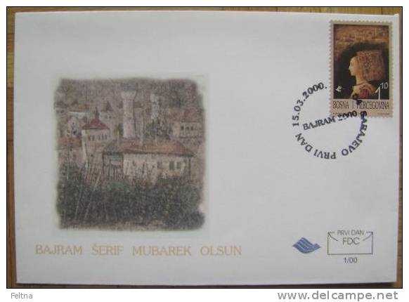 2000 BOSNIA AND HERZEGOVINA FDC BOSNA BAJRAM SERIF MUBAREK OLSUN - Islam