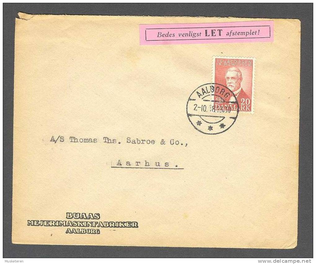 Denmark BUAAS Mejerimaskinfabrikker AALBORG 1948 Cover Brief AARHUS I. C. Jacobsen Carlsberg Founder Stamp - Covers & Documents