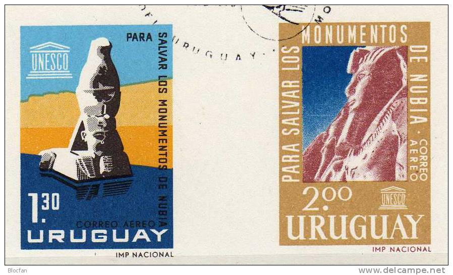 Nubische Denkmäler Uruguay 981/3 Plus Block 5 O 5€ UNESCO Rettet Schätze In Nubien UNO - Serie - Uruguay