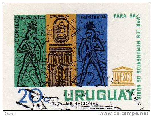 Nubische Denkmäler Uruguay 981/3 Plus Block 5 O 5€ UNESCO Rettet Schätze In Nubien UNO - Serie - Uruguay