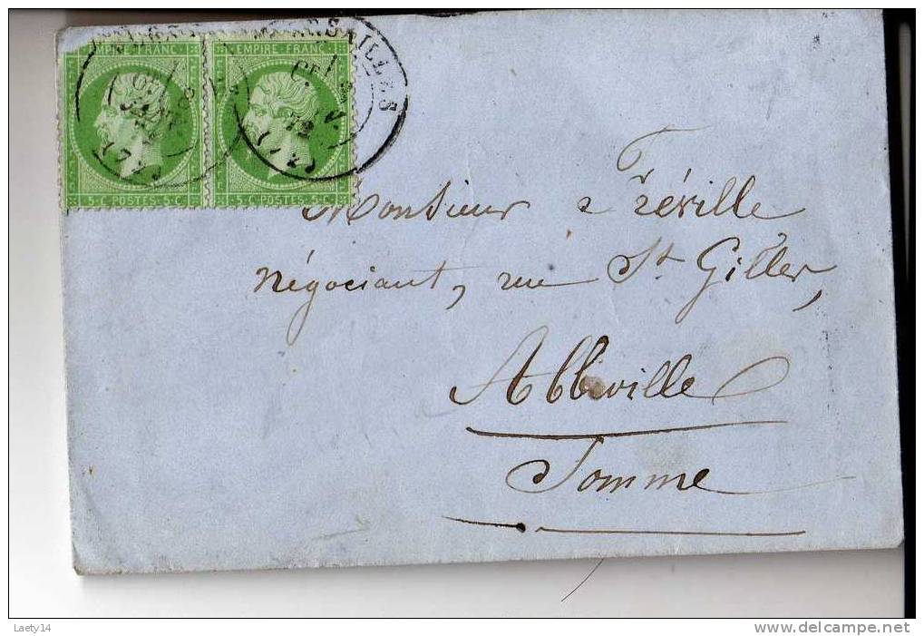 NAPOLEON 5c Vert Sur Lettre X 2 -  Janvier 1972 - 1870 Siège De Paris