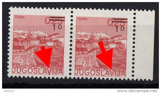 U-84  JUGOSLAVIA TURISMO BUDVA MONTENEGRO  DEFINITIVE   ERROR PRINTING  TYPICAL  NEVER HINGED - Non Dentelés, épreuves & Variétés