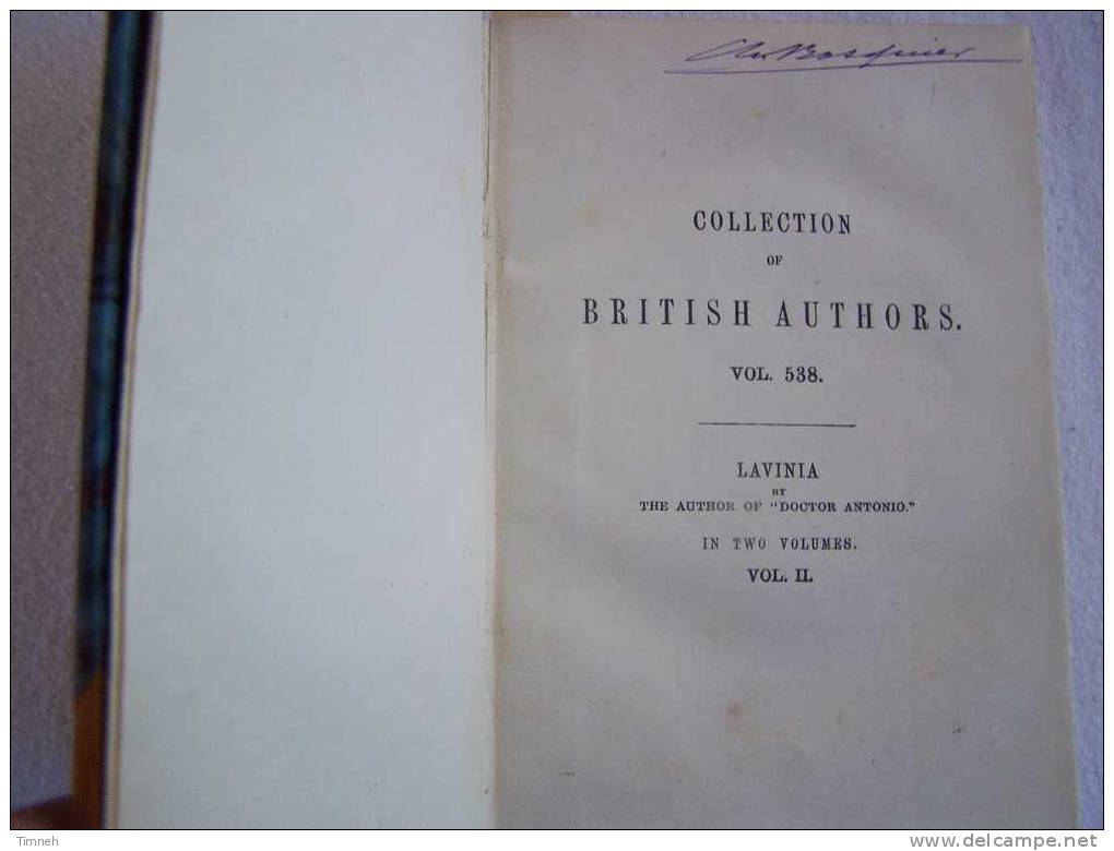 LAVINIA-VOL.II-tome II-1861-collection Of British Authors-Bernhard Tauchnitz Leipzig Vol.538- - 1850-1899