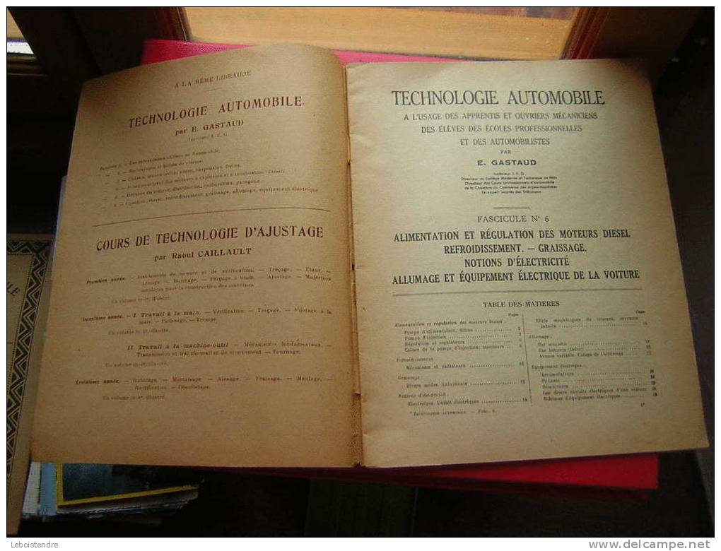 TECHNOLOGIE AUTOMOBILE-FASCICULE N °6-INJECTION (DIESEL),REFROIDISSEMENT ,GRAISSAGE,ALLUMAGE,EQUIPEMENT ELECTRIQUE-1946 - Auto