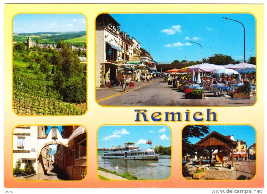 CPM De REMICH (LUXEMBOURG) - Les Vignes - Quai De La Moselle - Porte St Nicolas - Croisière Sur La Moselle - La Meule - Remich