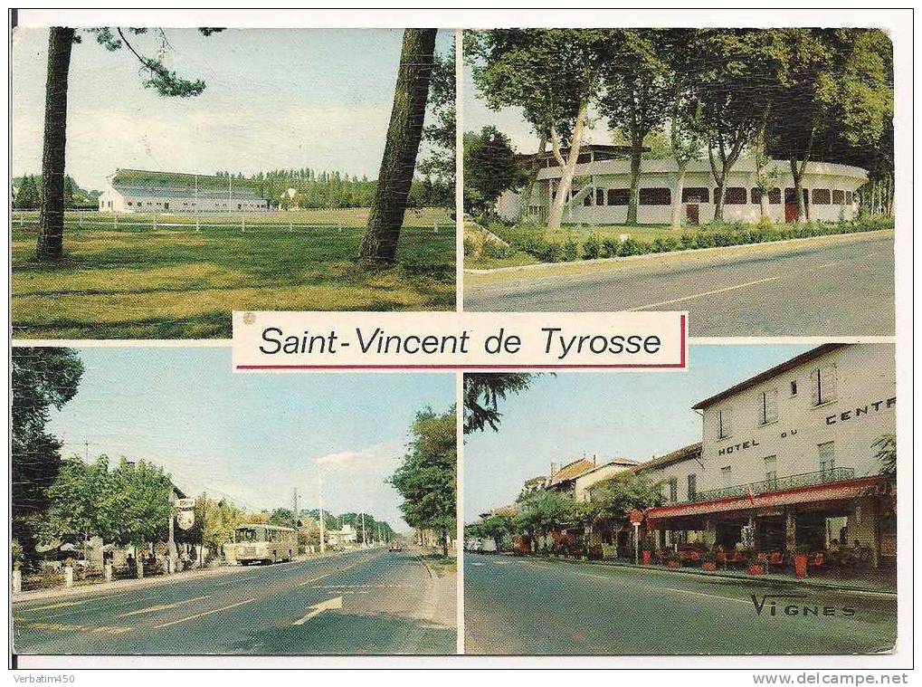 CPSM  OU CPM..VISAGE DES LANDES..ST VINCENT DE TYROSSE..VUES..PAR DES SPORTS ARENE RUE PRINCIPALE..1960.. ECRITE - Saint Vincent De Tyrosse