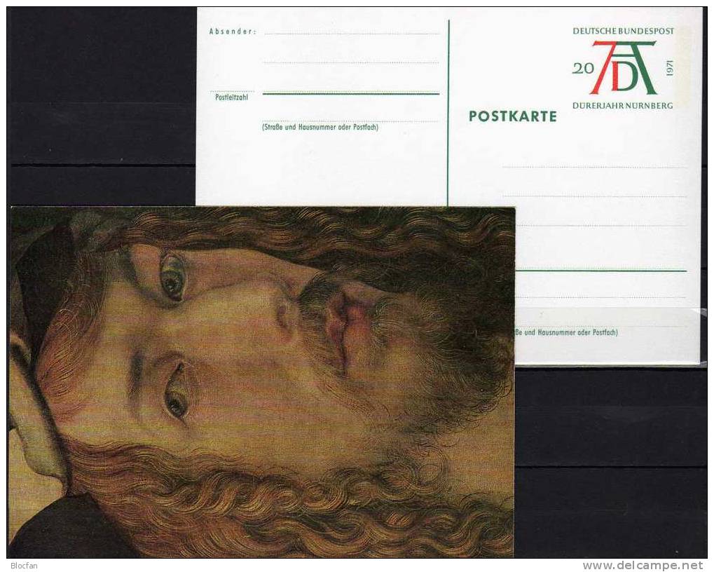 Selbstbildnis Dürer Im Museo Prado Madrid Bund PSo 3/01 ** 1€ Mit Eingedruckter Briefmarke Dürer-Signet - Museen