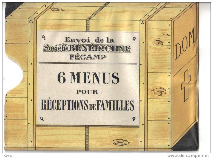 MENU DOUBLE BÉNÉDICTINE - FÉCAMP - 6 MENUS DIFFÉRENTS DANS SON ENVELOPPES D'ORIGINE - Other & Unclassified