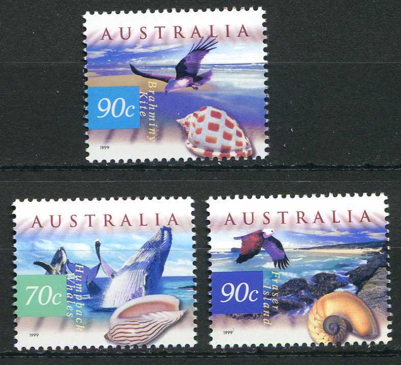 AUSTRALIE   AUSTRALIA   AUSTRALIEN   1999   Yvert 1757/1759   Whale, Kite    Baleine, Oiseau - Whales