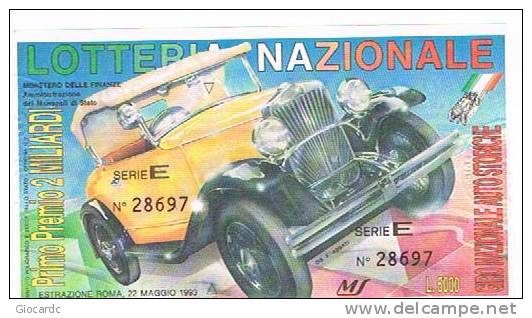 LOTTERIA NAZIONALE GIRO "AUTO STORICHE" 1993: - Billets De Loterie