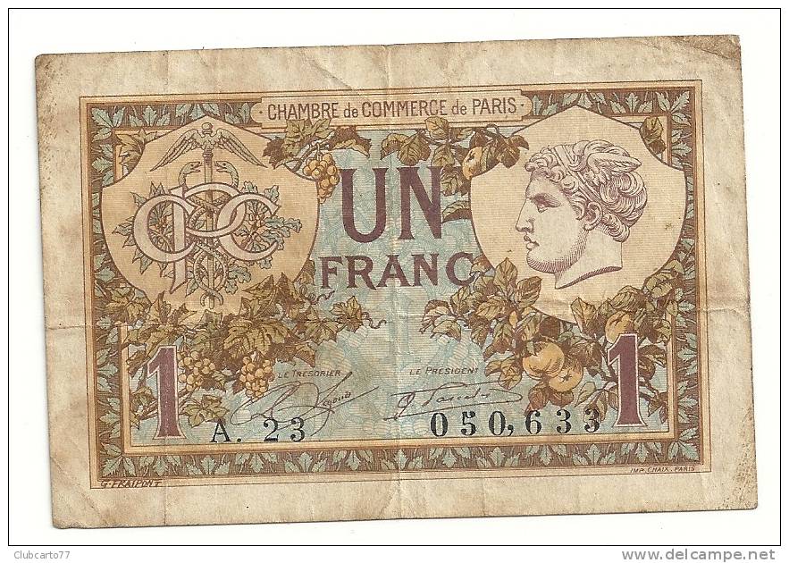 Paris (Chambre De Commerce) 1 Fr Pirot 36 Mercure 10/03/1920 TB - Chambre De Commerce