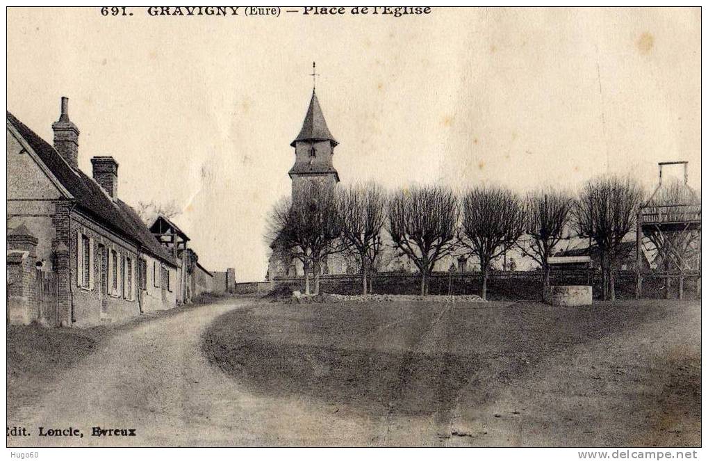 27- GRAVIGNY- Place De L´Eglise - Edit: Loncle - Autres & Non Classés