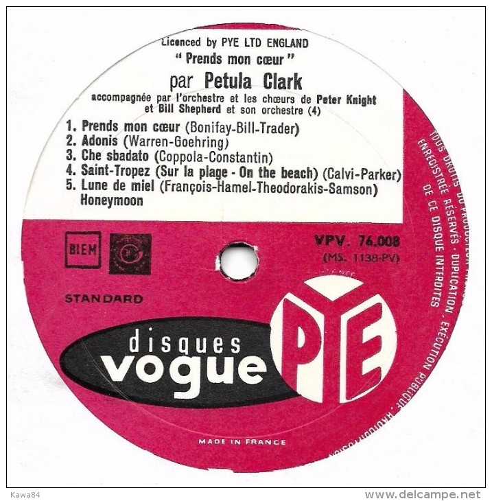 LP 25 CM (10")  Petula Clark / Boris Vian  "  Prends Mon Cœur  " - Formatos Especiales