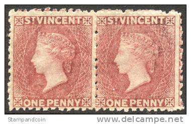 St. Vincent #5 (SG 5) Mint No Gum 1p Victoria Pair From 1863 - St.Vincent (...-1979)
