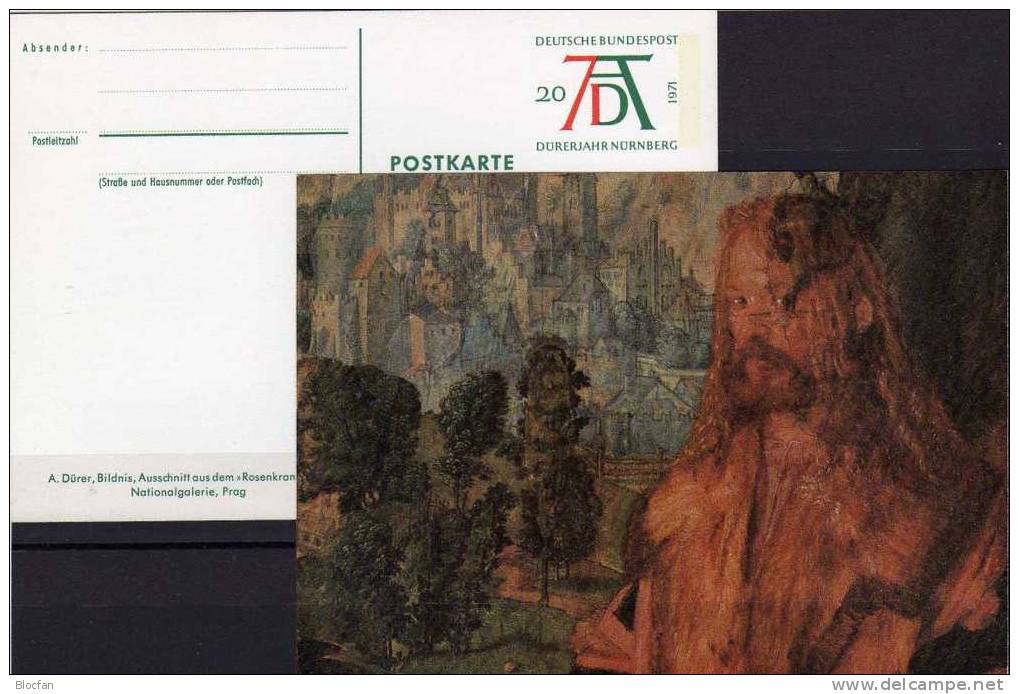 Postfrisch Mit Dürer-Signum Maler 1971Nationalgalerie Prag Bund PSo3/05 ** 1€ Dürers Rosenkranzfest Postcard Of Germany - Gemälde