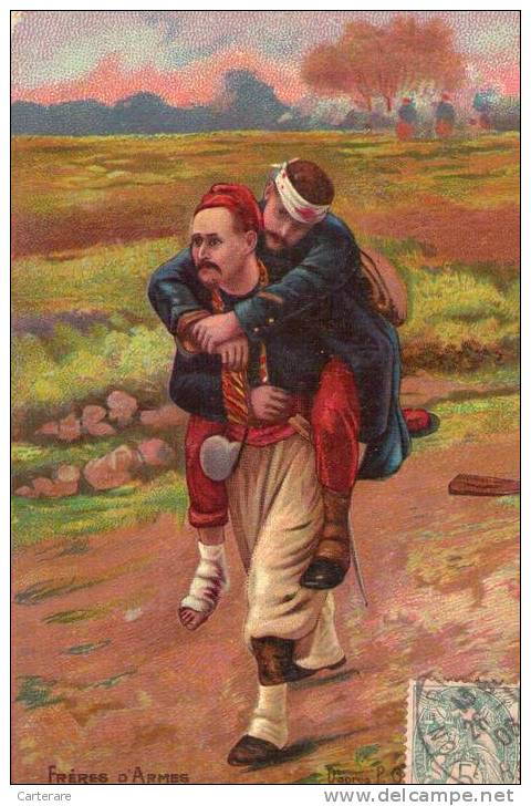 Cpa, Frère D´arme D´aprés Po,1906,guerre De 1870,solidarité Entre Militaire,rare - Sonstige & Ohne Zuordnung