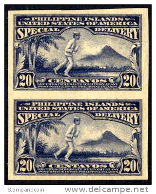 US Philippines E6a Mint Hinged Imperf Pair Special Delivery From 1926 - Filippine