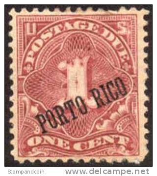 US Puerto Rico J1a Mint Hinged 1c Postage Due From 1899, 25 Degree Angle - Puerto Rico