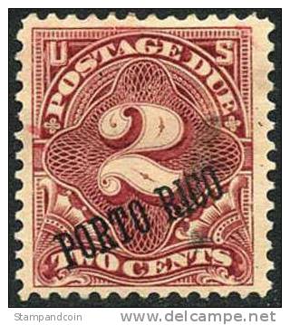 US Puerto Rico J2a XF Used 2c Postage Due From 1899, 25 Degree Angle - Porto Rico