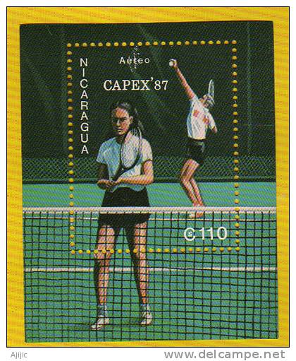 Joueurs De Tennis   Un B-F Neuf ** # 179 Du NICARAGUA  1987. Cote 5.00 € - Tennis