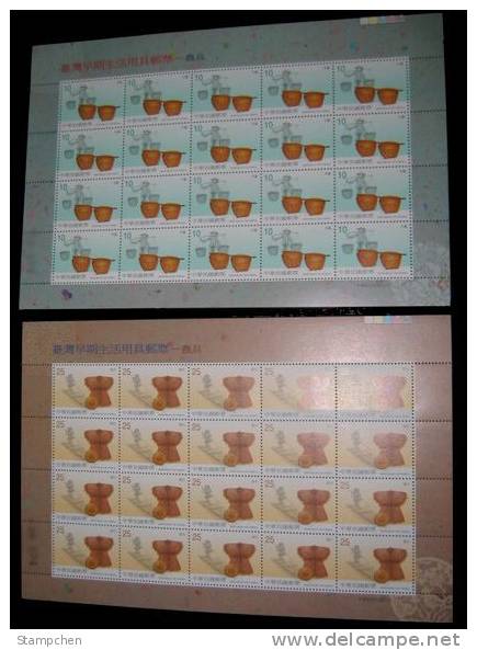 2001 Ancient Agricultural Implements Stamps Sheets Plow Ox Bamboo Rainwear Farm - Vaches