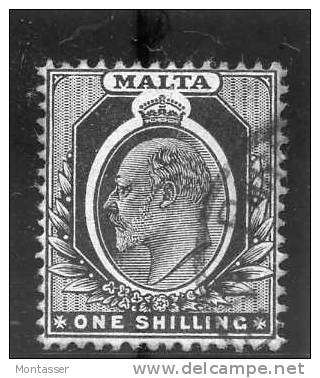RE EDOARDO VII. 1 Schilling Nero Su Verde  1907 - Malte (...-1964)
