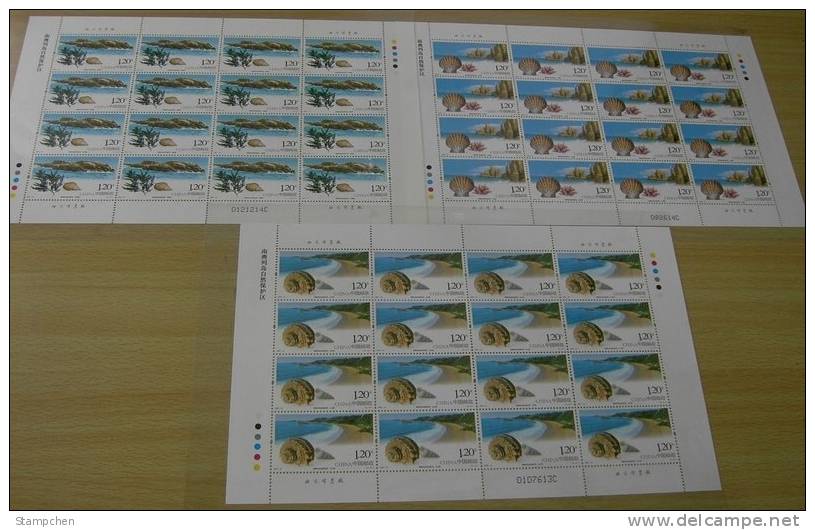 China 2007-19 Nanji Islands Marine Natural Reserves Stamps Sheets Shell Tourism Seashell Geology - Coneshells