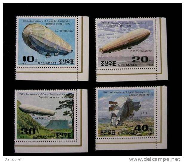 North Korea Stamps 1988 Count Ferdinand Von Zeppelin - Zeppeline