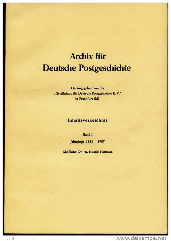 ARCHIV FÜR DEUTSCHE POSTGESCHICHTE  Band S 1 1953/57 - German (from 1941)