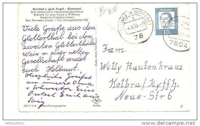 GLOTTERTAL  -    ** GASTHOF  ZUM GOLDENE ENGEL ** Bes. Hermann LINDER   -    Verlag : Gbr. METZ Aus Tübingen   N° 3 - Glottertal